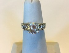Sterling Silver Three Stone CZ Ring Very Pretty Size 7