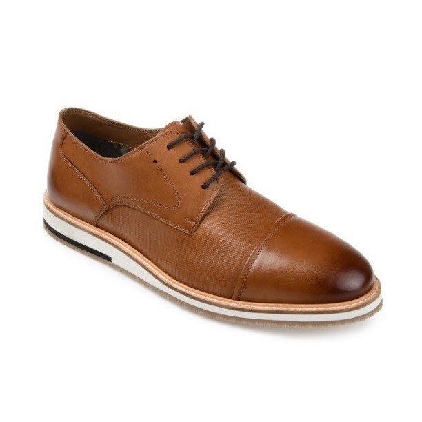 Thomas & Vine Mens Hartley Cap Toe Derby Leather Brown 10.5  display picture 3