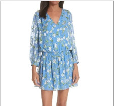 ALICE + OLIVIA Floral Print Silk/Viscose Blend Dress w/ Smocked Waist EUC/sz XS