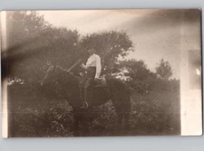 c1910 Man Riding Horse RPPC Real Photo Postcard
