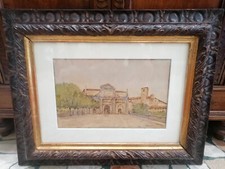 ARTURO BIANCHI. Adro 1856 – 1939. Acquarello. Citta alta, porta sant' agostino