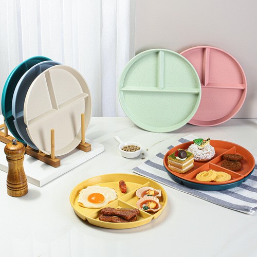 3 Compartment Food Serving Tray Eco-Friendly Wheat Straw Lunch Dinner Plate Tray - Picture 3 of 32