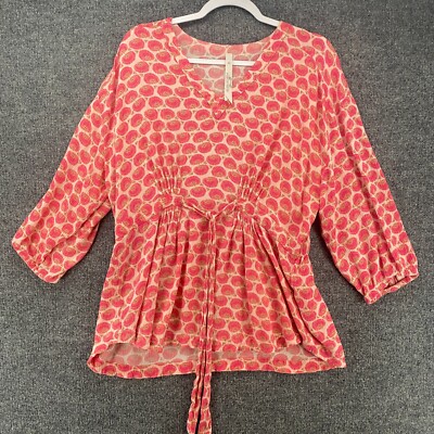 Melissa Mccarthy Seven7 Blouse Top Womens XL Pink Floral Babydoll Peasant Boho