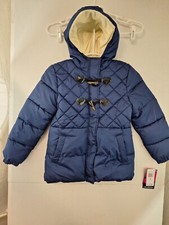 Pink Platinum Girls' Small Navy Blue Fleece Lined Puffer Jacket NWT 75