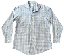 Brooks Brothers Shirt Mens 16.5 4/5 Blue Check Plaid Regent Fit Non Iron Dress