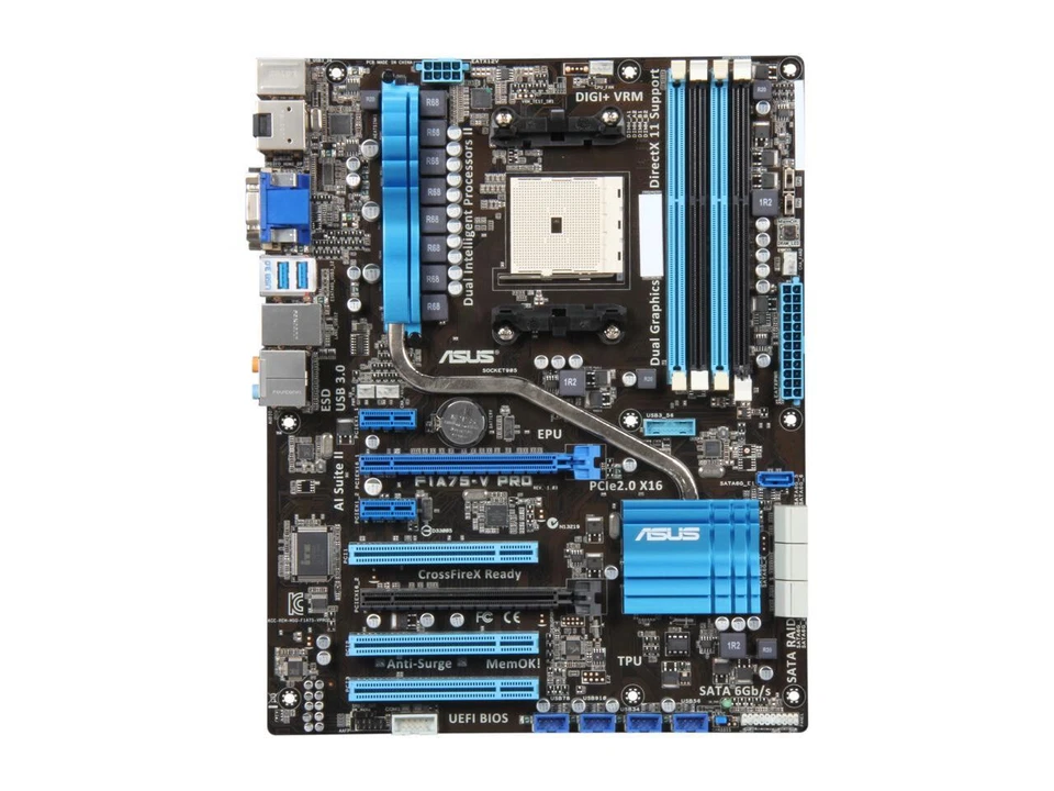 ASUS F1A75-V PRO Rev. 1.03 AMD A75 Socket FM1 SATA 6Gb/s USB 3.0 ATX Motherboard - Image 3 of 4