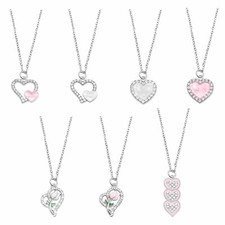 Romantic Heart Necklace Earrings Set Crystal Rhinestones Jewelry Gift for Ladies