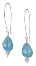 Handmade Sea Glass Pearl Drop Earrings