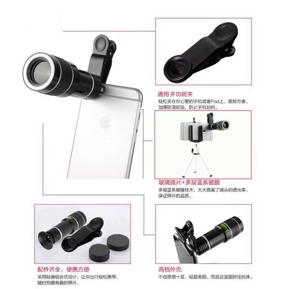 HD 20xOptical Zoom Clip on Camera Lens Phone Telescope For Universal