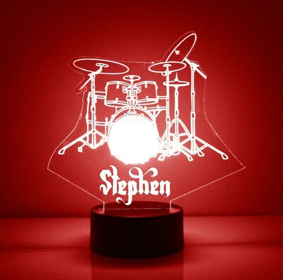  Drum Set LED Night Light, Handmade, multi-color, w/remote. Personalized FREE