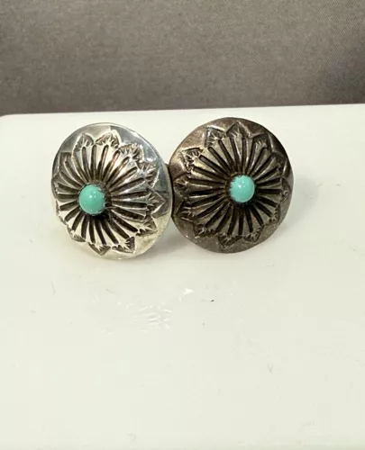 Navajo Silver Turquoise Cufflinks Pair