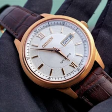 Brand new nos Citizen Automatic Men's White Dial Goldfilled ny4053-05a Rose Gold