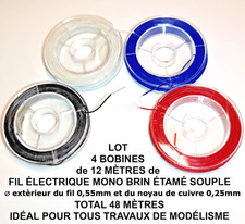 MODÉLISME LOT 4 BOBINES FIL ÉLECTRIQUE JOUEF ROCO TOTAL 48 MÈTRES MAX 30 VOLTS