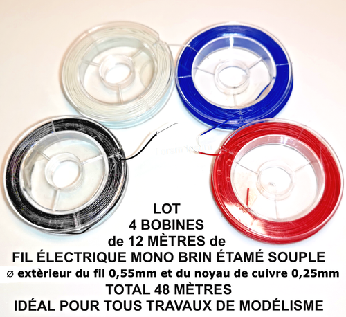 MOD LISME LOT 4 BOBINES FIL LECTRIQUE JOUEF ROCO TOTAL 48 M TRES MAX mod-lisme-lot-4-bobines-fil-lectrique-jouef-roco-total-48-m-tres-max