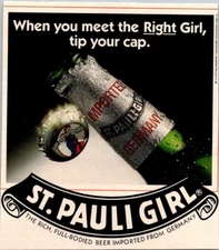 1989 St. Pauli Girl Beer Right Girl Vintage Print Ad Ephemera 4.5" W x 5" T