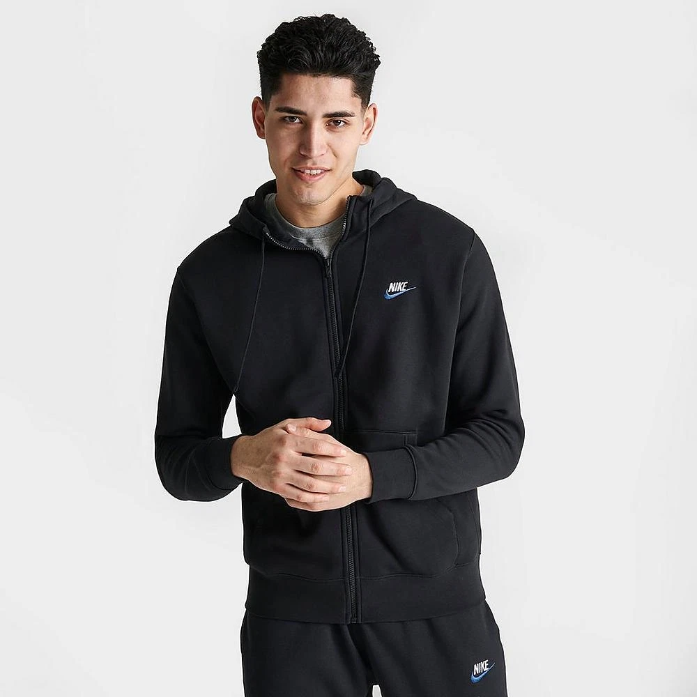 Nike Sportswear Club Fleece Full-Zip Hooded Sweatshirt (Black