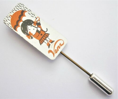 E355 Vintage Venz Girl with umbrella cartoon Chocolate tie lapel stick pin badge - Picture 1 of 2