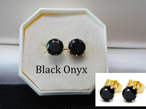 Mens Womens Round 7mm Austrian Crystal Yellow Gold Filled Stud Earrings, Unisex - Picture 10 of 12