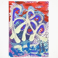 ACEO Fiddle Fern Original Textured Encaustic Wax Painting by Tristina Elmes ATC