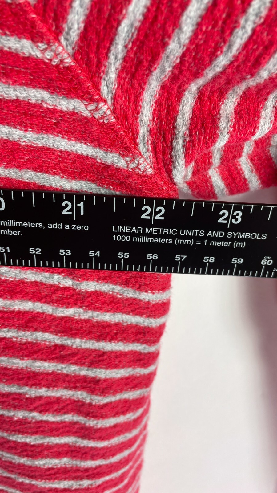 Lands End Womens Sweat Shirt Round Neck Long Sleeve Striped Red Gray