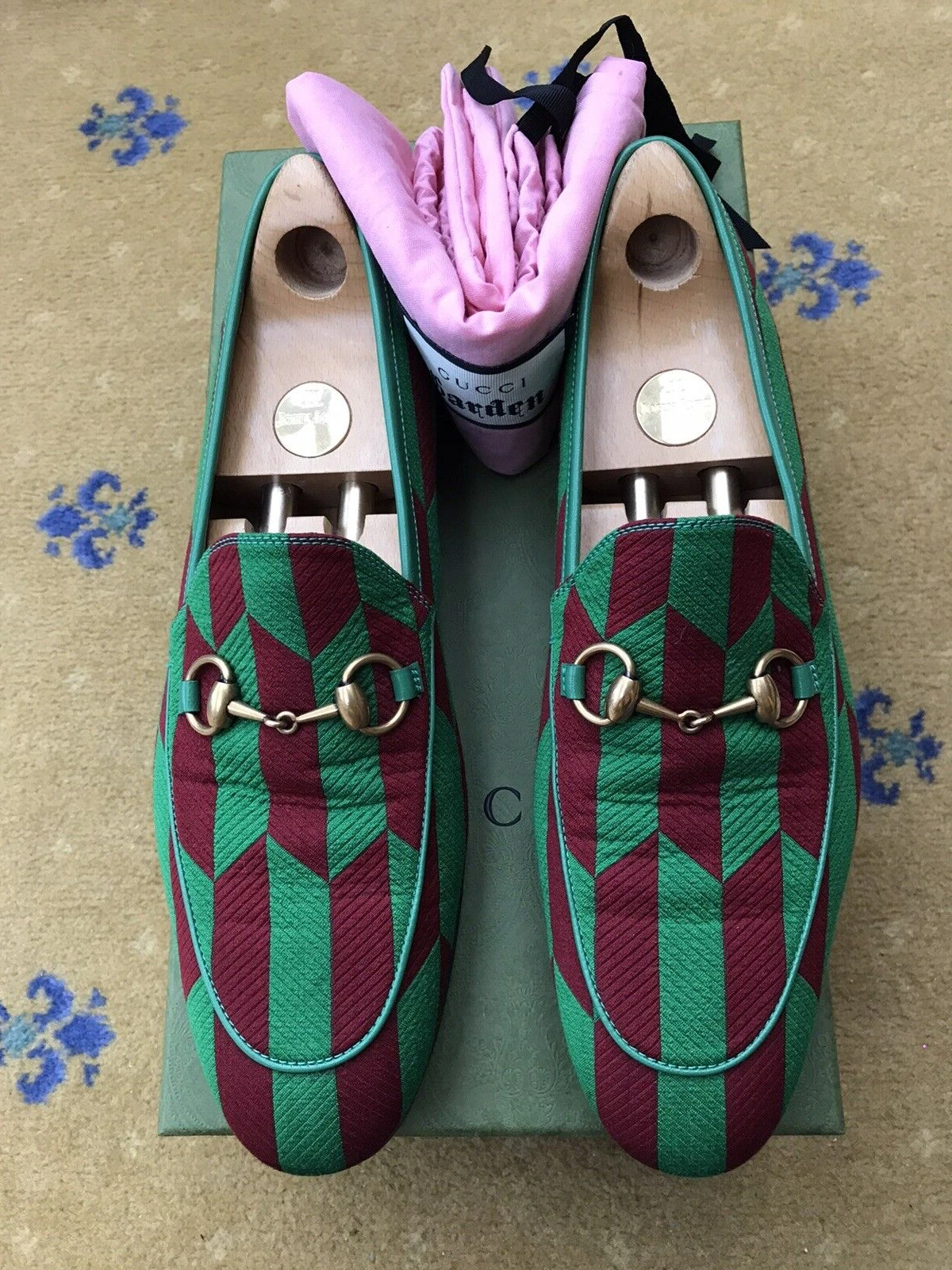 Mocassins Gucci chaussures Horsebit Brixton Garden vert rouge homme UK 9 US 10 EU 43