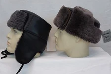 NWT 100% Shearling Sheepskin Leather Trooper Trapper Russian Ushanka Hat S-3XL