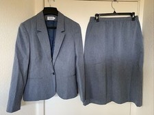 Personal Petites VTG 80 s Suit Set Blue 2 Piece Blazer Jacket Button Skirt Sz 12