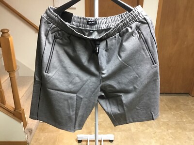 Men s  DKNY  Active Zip pockets Knit Shorts, Size XL, Grey