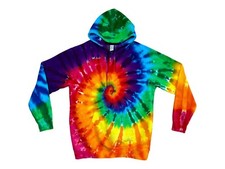 Adult TIE DYE Hoodie  Rainbow Pinwheel Spiral  Pullover Sweatshirt  Small-5X
