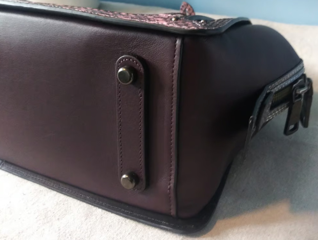 Coach Oxblood and Black Dreamer Python Trim Color Block Crossbody/Satchel image 9