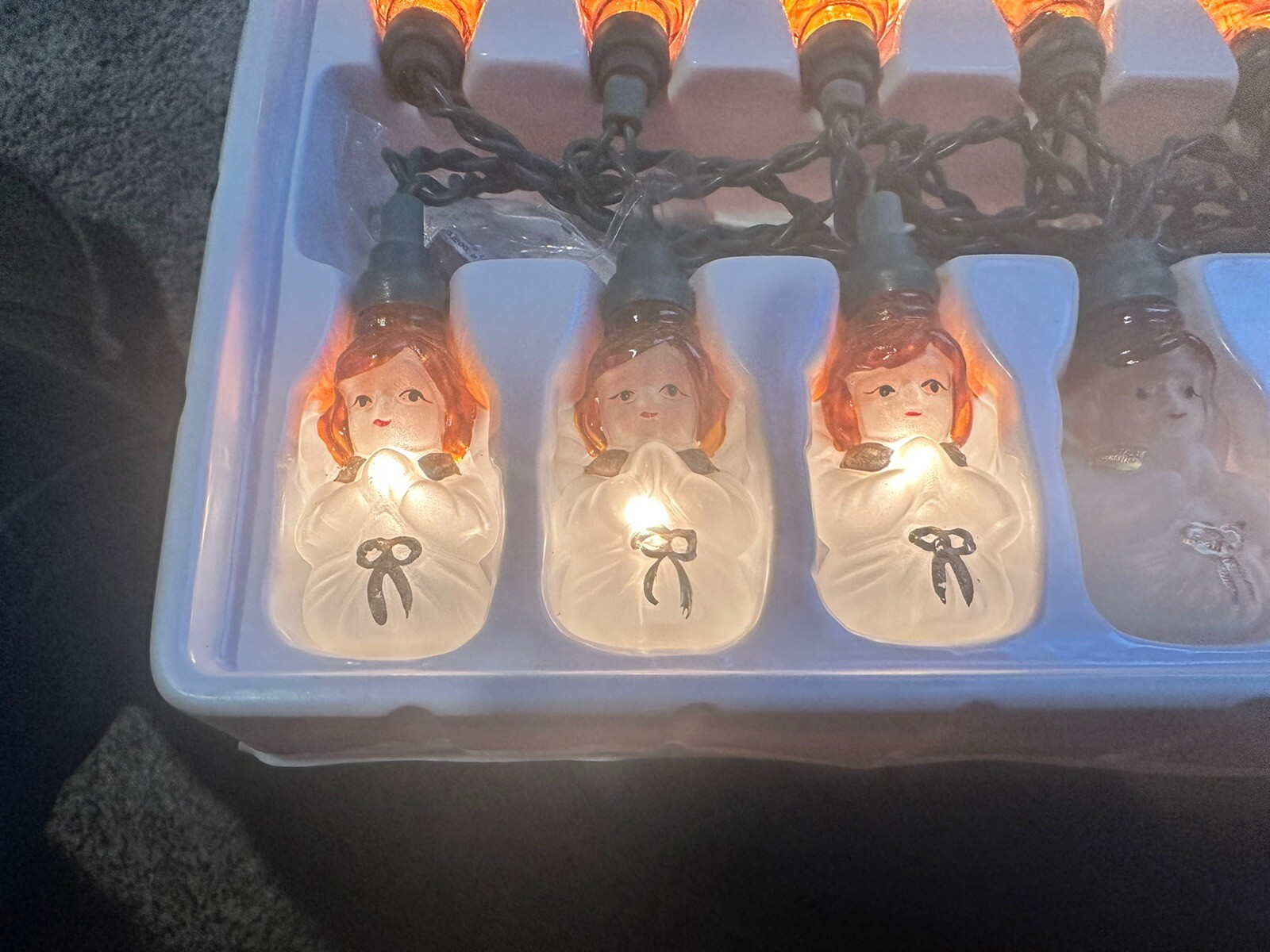 Vtg NIB Hofert's Glass Angel Light Set 20 Lights Indoor Christmas