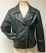 House Of Leather Womens Vintage Black Leather Biker Motorcycle Jacket Sz Xl