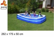 Piscina Rettangolare Gonfiabile Fuoriterra Bambini Giardino 262x175x50cm dfh
