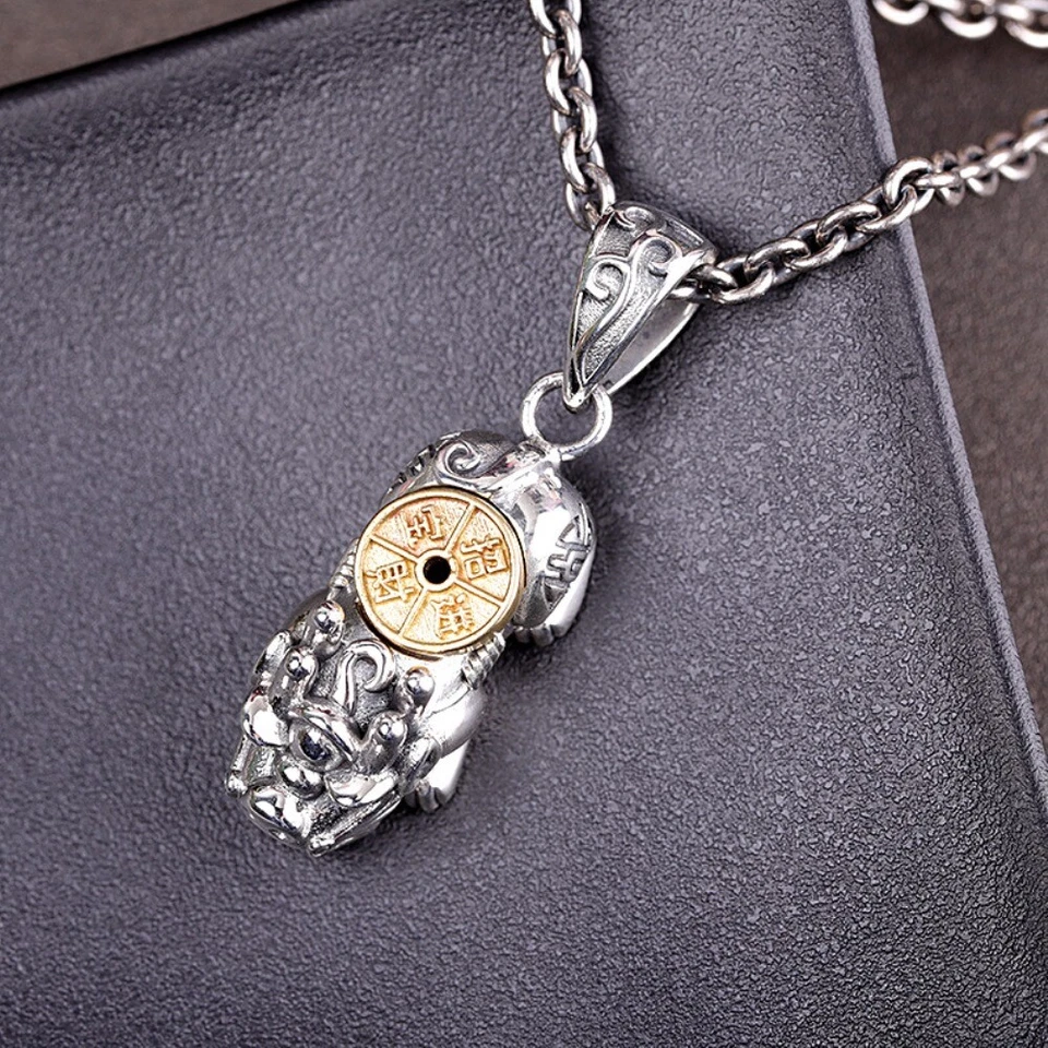 Men Real S925 Sterling Silver Pendant Lucky Bless Coin Pixiu Pendant 14-18g - Image 4 of 4