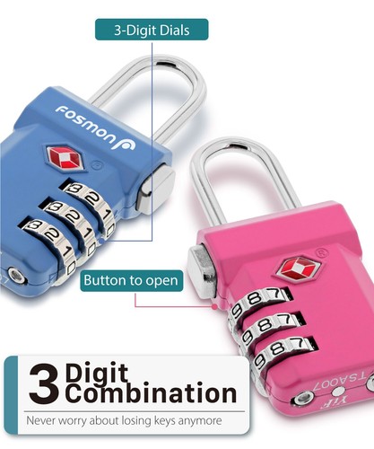 4xTSA Aprobación 3 Dígitos Combinación Maleta de Viaje Bolso de Equipaje Bloqueo Restablecimiento - Imagen 3 de 9