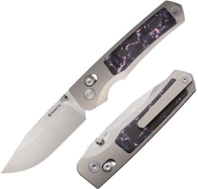 REMETTE Aurora Folding Knife 3'' Satin Bohler M390 Steel Blade Titanium/CF Handle