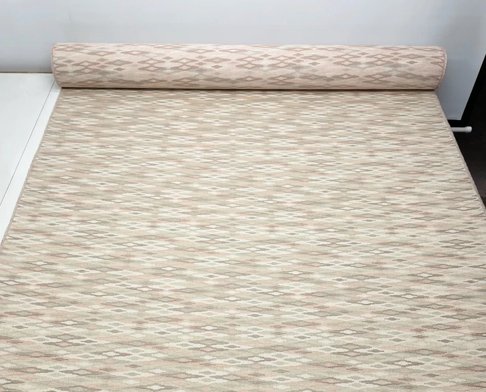 DESIGNER TAHITIAN IKAT PINK TAUPE GEO JACQUARD MULTIPURPOSE FABRIC BY YARD 57"W - Image 3 of 4