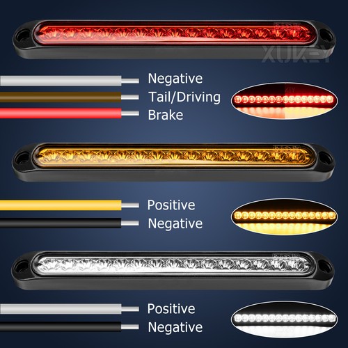 White/ Orange/ Red Side Marker Stop Rear Tail Brake Light Bar 12V 24V Car Truck - Picture 8 of 14