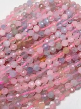 2-3MM Natural Morganite Faceted Round Gemstone Beads 12'' Strand Jewelry Making
