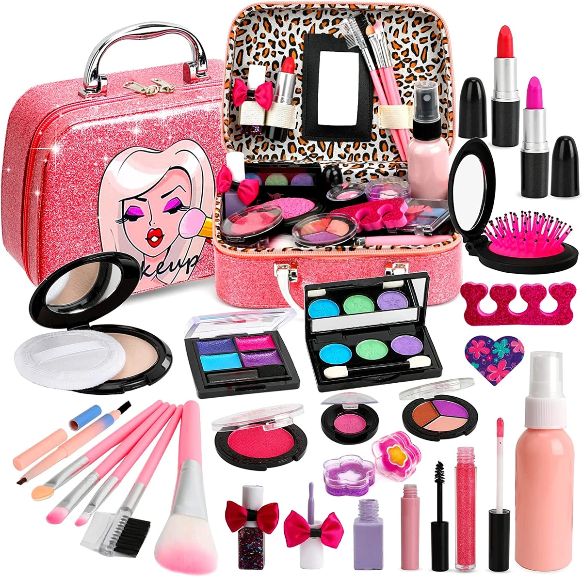 Flybay Kids Makeup Kit for Girl Real Washable Makeup Set Girl Toys Little Girl