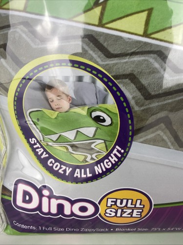 Full Size Zippy Sack Dino Dinosaur Fleece Bed Spread Comforter Kids Full-Size - Picture 2 of 3