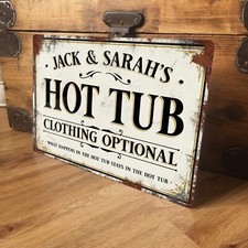 Personalised Hot Tub Sign Door Wall Plaque Vintage Retro Shabby Chic - 200x305mm