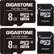 GIGASTONE 8GB 2-Pack Micro SD Card, Full HD Video, Surveillance Security Cam Act