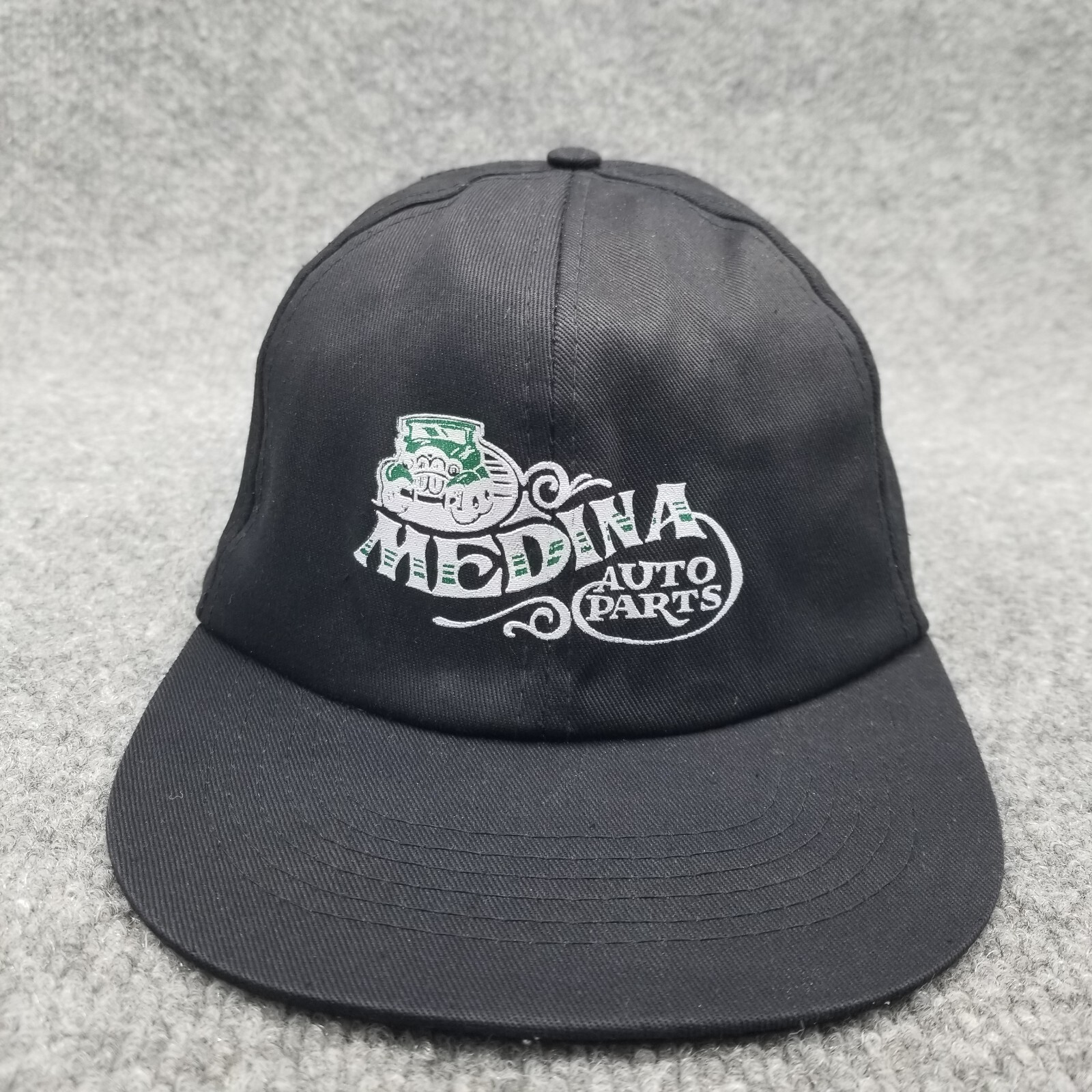 Vintage 90s Medina Auto Parts Black Strapback Cap for Men