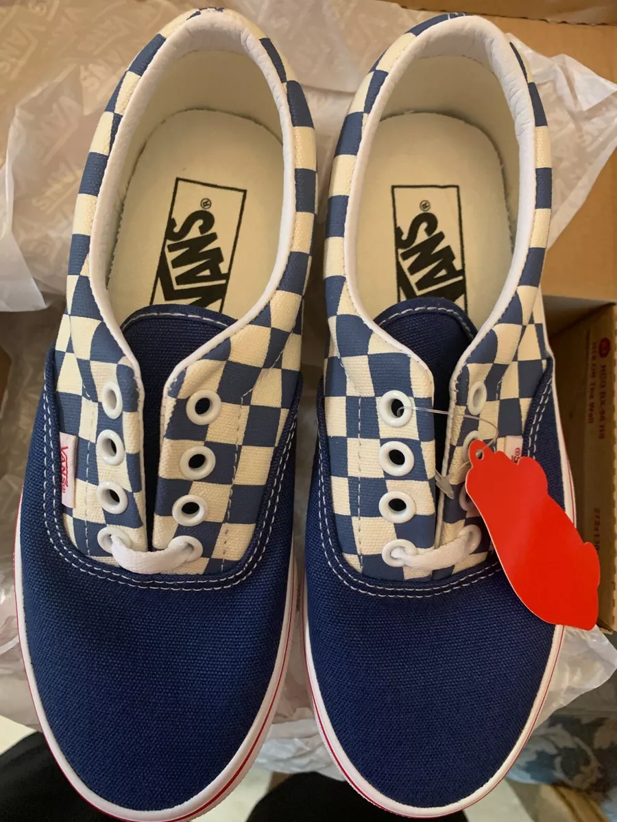 Navy blue and top white checkered vans