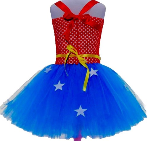 Niño Mujer Maravilla Juegos con disfraces Disfraz de Halloween Vestido Tutú Ajustable con Enganches - Imagen 2 de 8