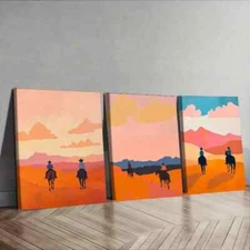 3pcs Free cowboy Wall Art Canvas Framed 50x70cm