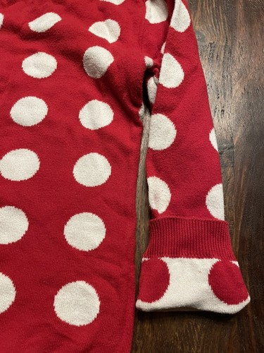 Girls Disney Minnie Mouse Sweater Red & White Polka Dot cotton Sz Small slim fit - Picture 10 of 15