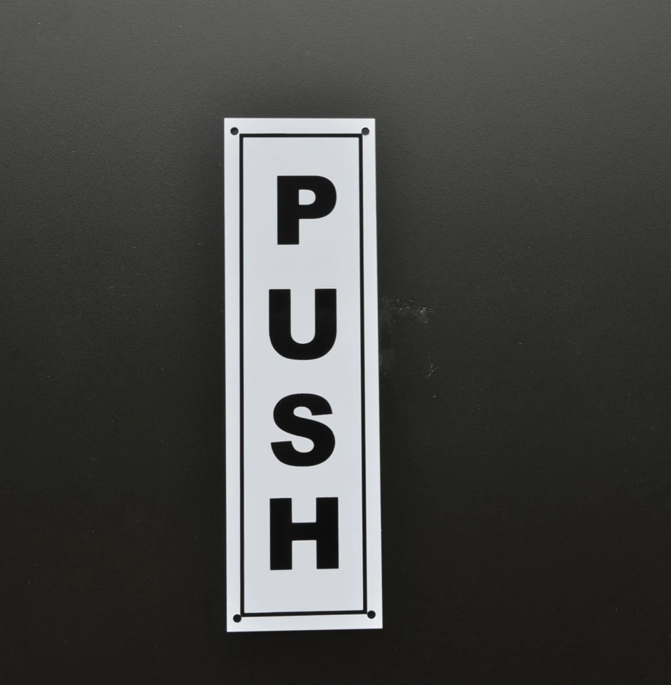 PUSH door sign or sticker - shop entrance exit 190mm x 58mm retail building