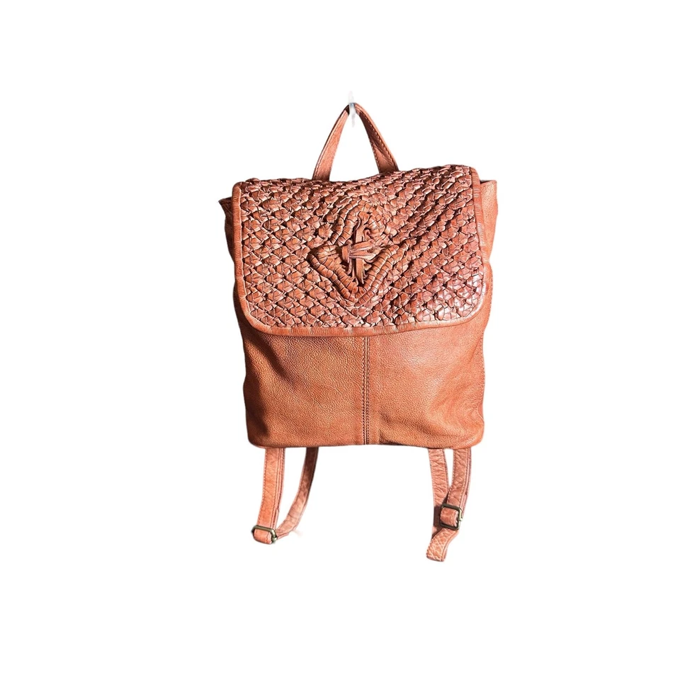 Mochila Frye & Co Pequeña de Cuero y Tejido Esme Bolso Libro Pimentón Foto 3 de 4